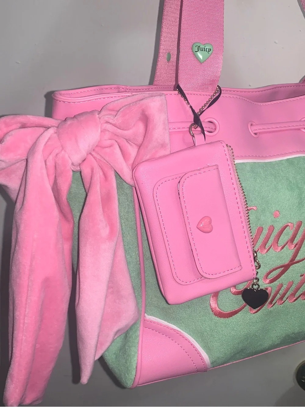 NWT! Juicy Couture Daydreamer Retro Strawberry Tote Pink and Green Shoulder Bag